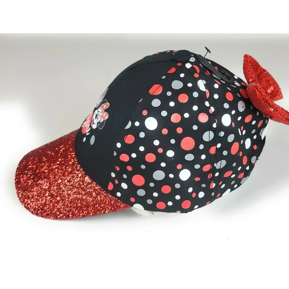 NEW Disney Parks Minnie Mouse Always Be You Polka Dot & Glitter Cap Hat Youth WT